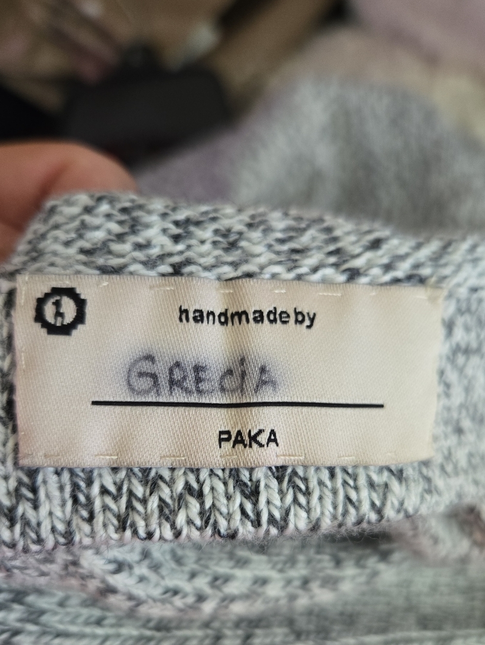 Alpaca Crewneck Knit Sweater - Gray/White Made In Peru Very Oversized - Picture 4 of 5